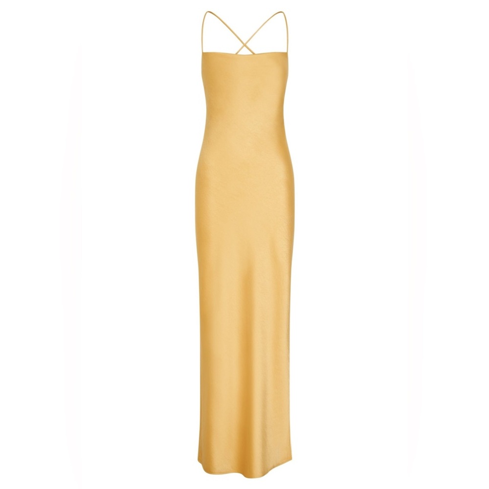 NEW - Meshki Sydney Straight Neck Slip Maxi Dress Yellow SZ XS